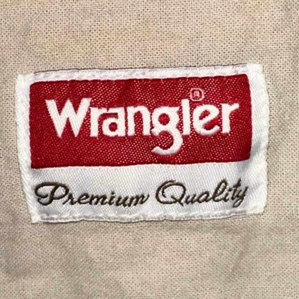 Wrangler Premium Quality Beige Button Up Shirt Men’s Large Western Workwear - Picture 4 of 8